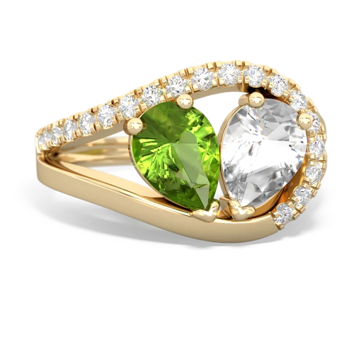 peridot-white topaz pave heart ring