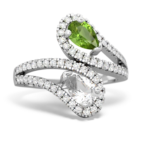 peridot-white topaz pave swirls ring