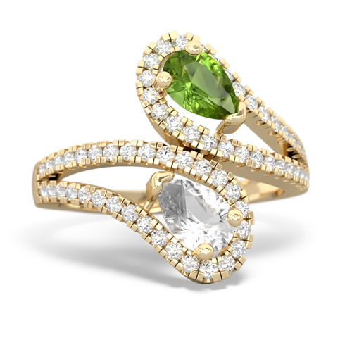 peridot-white topaz pave swirls ring