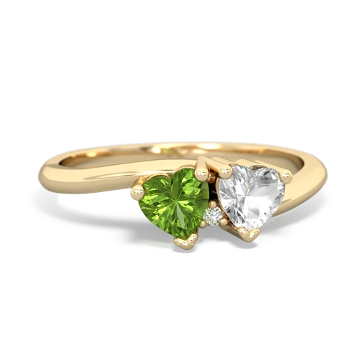 peridot-white topaz sweethearts promise ring