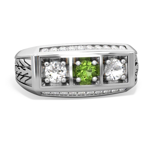 peridot-white topaz three stone ring