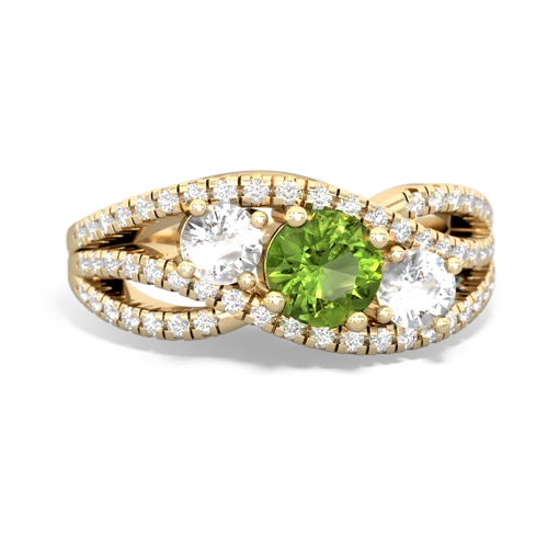 peridot-white topaz three stone pave ring