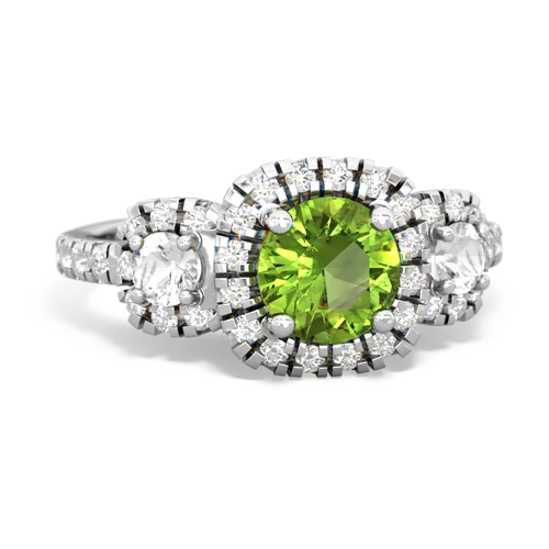 peridot-white topaz three stone regal ring