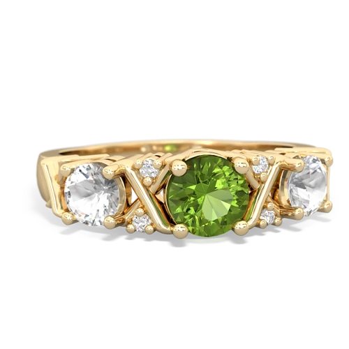 Peridot Genuine Peridot with Genuine White Topaz and Lab Created Alexandrite Hugs and Kisses ring Ring