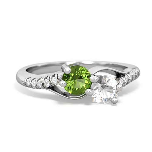 peridot-white topaz two stone infinity ring