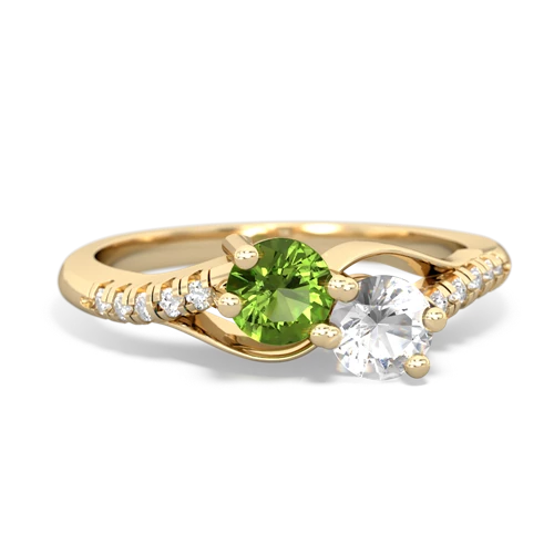 peridot-white topaz two stone infinity ring