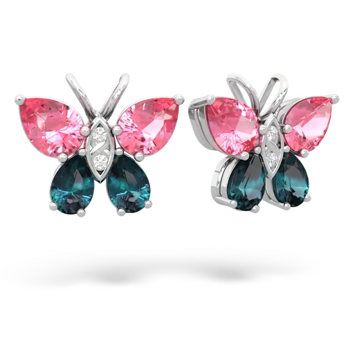 pink sapphire-alexandrite butterfly earrings