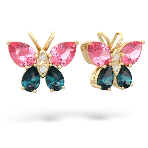 pink sapphire-alexandrite butterfly earrings