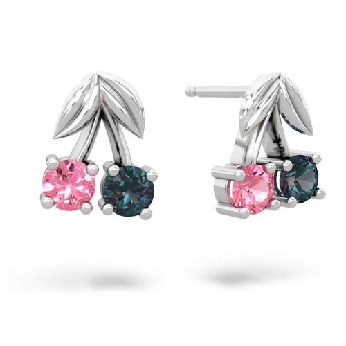 pink sapphire-alexandrite cherries earrings