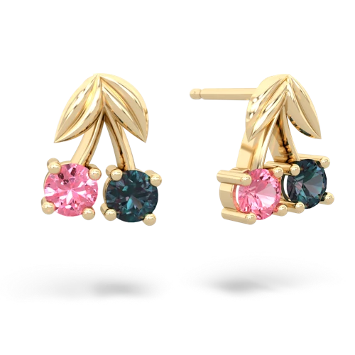 pink sapphire-alexandrite cherries earrings