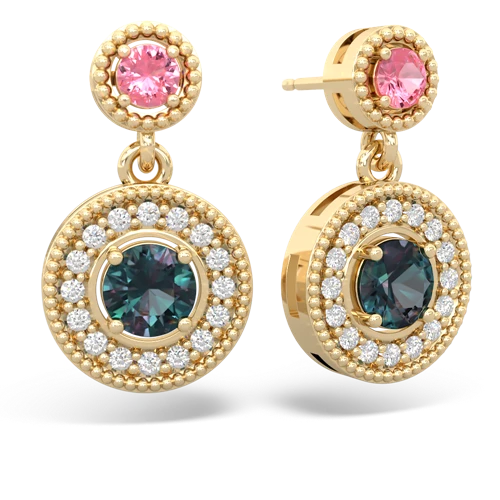 pink sapphire-alexandrite halo earrings
