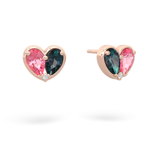 pink sapphire-alexandrite one heart earrings