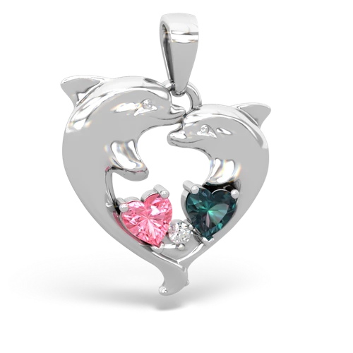 pink sapphire-alexandrite dolphins pendant