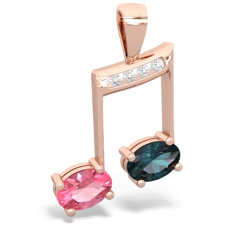 pink sapphire-alexandrite music notes pendant