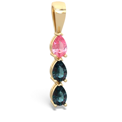 Lab Pink Sapphire Lab Created Pink Sapphire with Lab Created Alexandrite and  Three Stone pendant Pendant