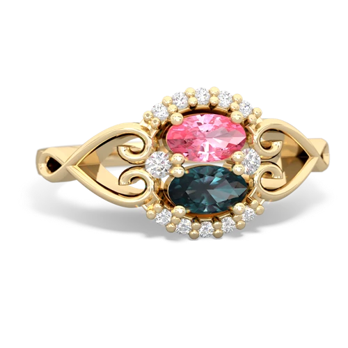 pink sapphire-alexandrite antique keepsake ring