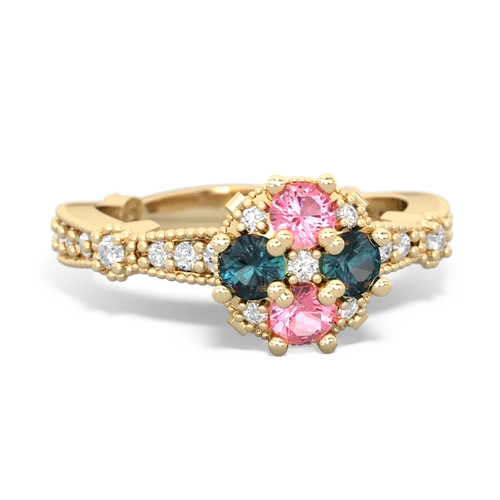 Lab Pink Sapphire Lab Created Pink Sapphire with Lab Created Alexandrite Milgrain Antique Style ring Ring
