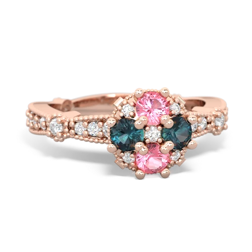 pink sapphire-alexandrite art deco engagement ring