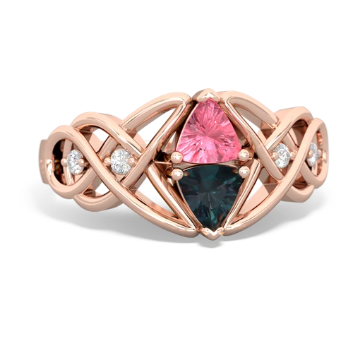 Lab Pink Sapphire Lab Created Pink Sapphire with Lab Created Alexandrite Keepsake Celtic Knot ring Ring