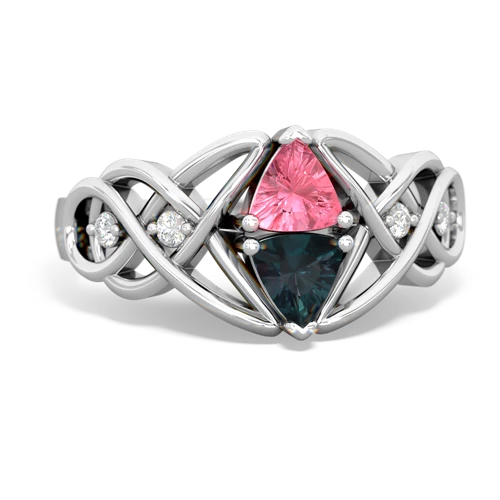 pink sapphire-alexandrite celtic knot ring