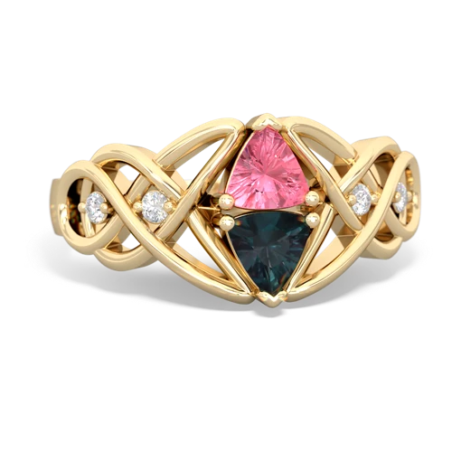 pink sapphire-alexandrite celtic knot ring