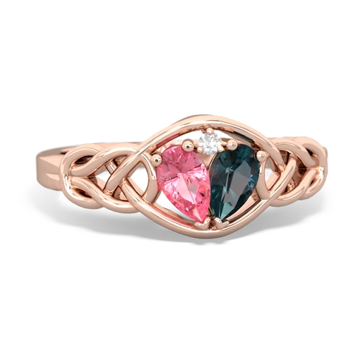 Lab Pink Sapphire Lab Created Pink Sapphire with Lab Created Alexandrite Celtic Love Knot ring Ring