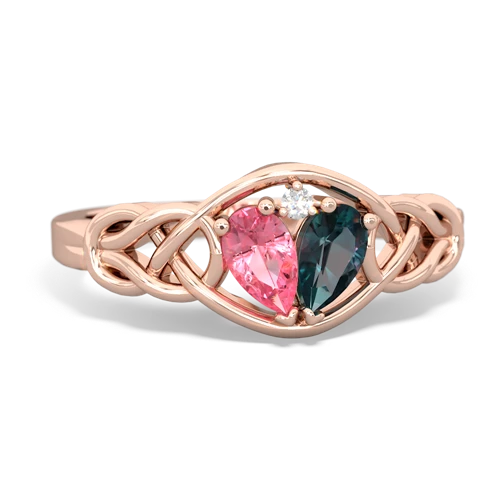 pink sapphire-alexandrite celtic knot ring