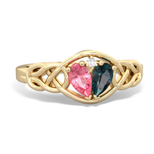 pink sapphire-alexandrite celtic knot ring