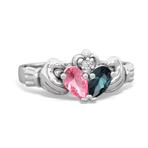 pink sapphire-alexandrite claddagh ring