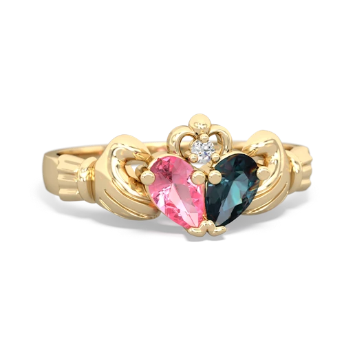 pink sapphire-alexandrite claddagh ring