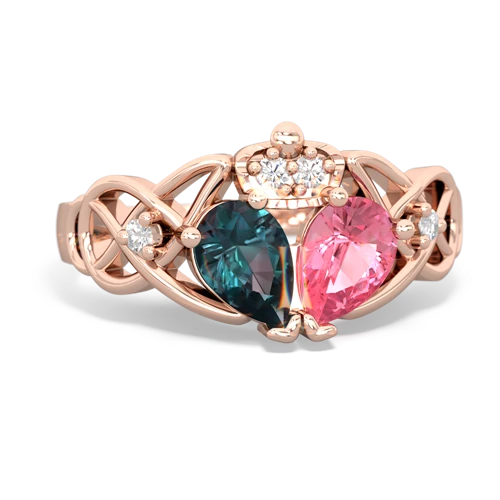 pink sapphire-alexandrite claddagh ring