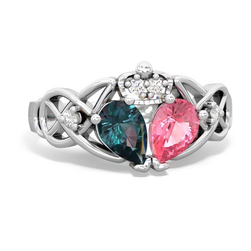 pink sapphire-alexandrite claddagh ring