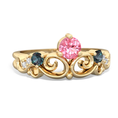 Lab Pink Sapphire Lab Created Pink Sapphire with Lab Created Alexandrite and  Crown Keepsake ring Ring