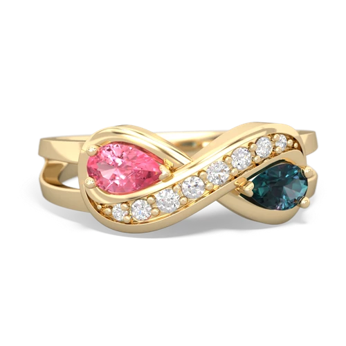 Lab Pink Sapphire Lab Created Pink Sapphire with Lab Created Alexandrite Diamond Infinity ring Ring