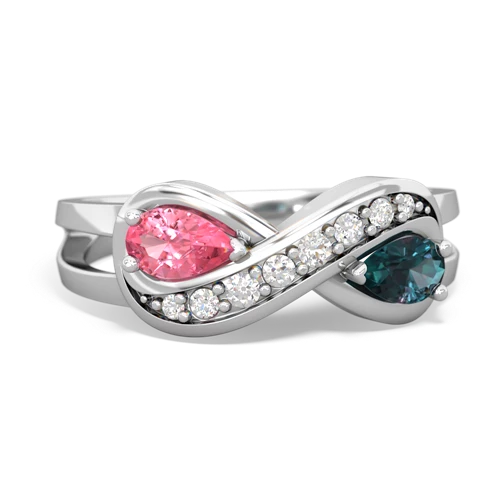 pink sapphire-alexandrite diamond infinity ring