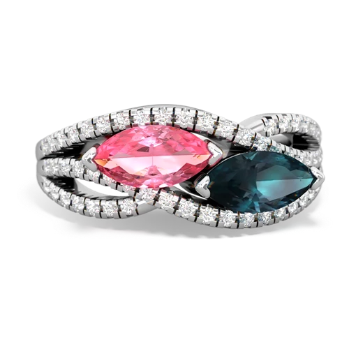 pink sapphire-alexandrite double heart ring