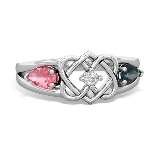 pink sapphire-alexandrite double heart ring