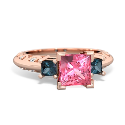 Lab Pink Sapphire Lab Created Pink Sapphire with Lab Created Alexandrite and  Art Deco ring Ring