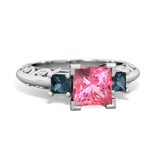 Lab Pink Sapphire Lab Created Pink Sapphire with Lab Created Alexandrite and Lab Created Alexandrite Art Deco ring Ring