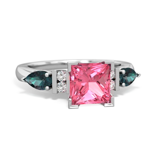 Lab Pink Sapphire Lab Created Pink Sapphire with Lab Created Alexandrite and  Engagement ring Ring