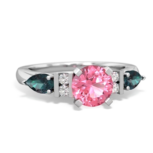 Lab Pink Sapphire Lab Created Pink Sapphire with Lab Created Alexandrite and  Engagement ring Ring