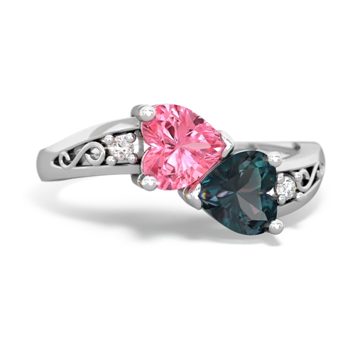 pink sapphire-alexandrite filligree ring