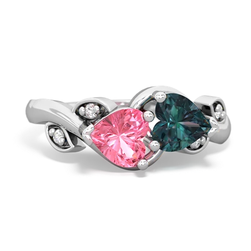 Lab Pink Sapphire Lab Created Pink Sapphire with Lab Created Alexandrite Floral Elegance ring Ring
