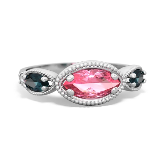 pink sapphire-alexandrite milgrain marquise ring