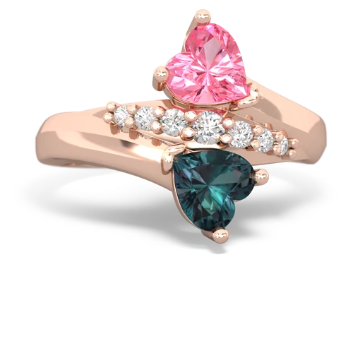 pink sapphire-alexandrite modern ring