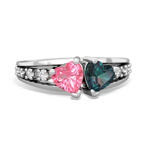 pink sapphire-alexandrite modern ring