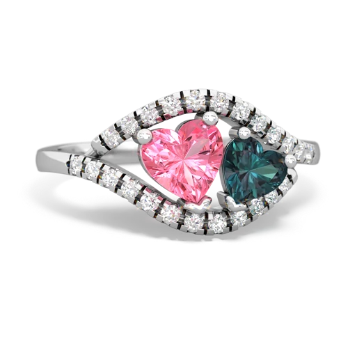 Lab Pink Sapphire Lab Created Pink Sapphire with Lab Created Alexandrite Mother and Child ring Ring