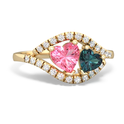 pink sapphire-alexandrite mother child ring