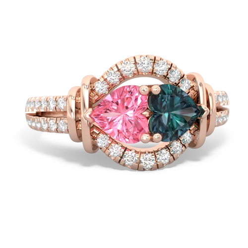 pink sapphire-alexandrite pave keepsake ring