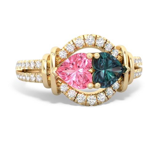 pink sapphire-alexandrite pave keepsake ring